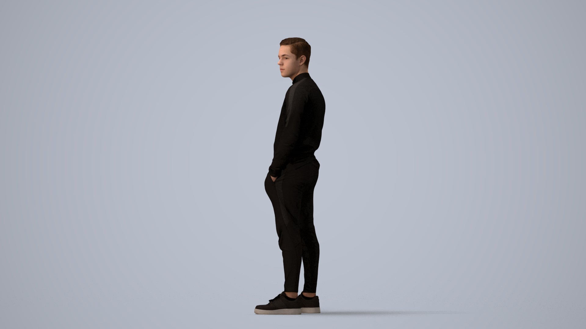 3D scanned boy kids casual, photorealistic archviz people for Enscape and SketchUp, three-quarter view render