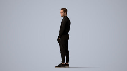 3D scanned boy kids casual, photorealistic archviz people for Enscape and SketchUp, three-quarter view render