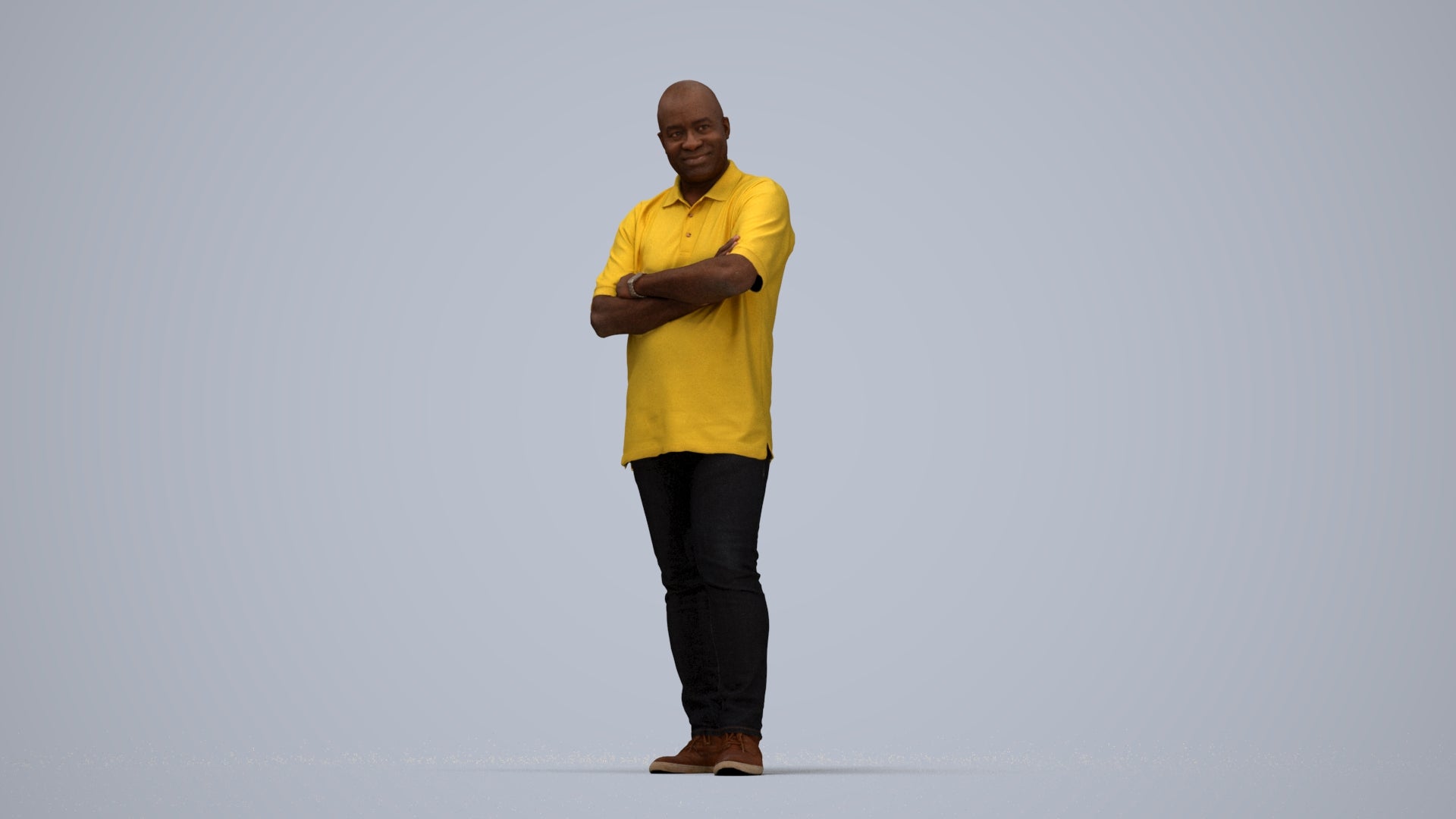 scanned 3D man casual standing, photogrammetry people for Enscape and V-Ray, top-down view render