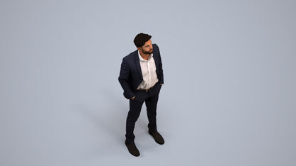 scanned 3D man business, photogrammetry people for Enscape and V-Ray, back view render