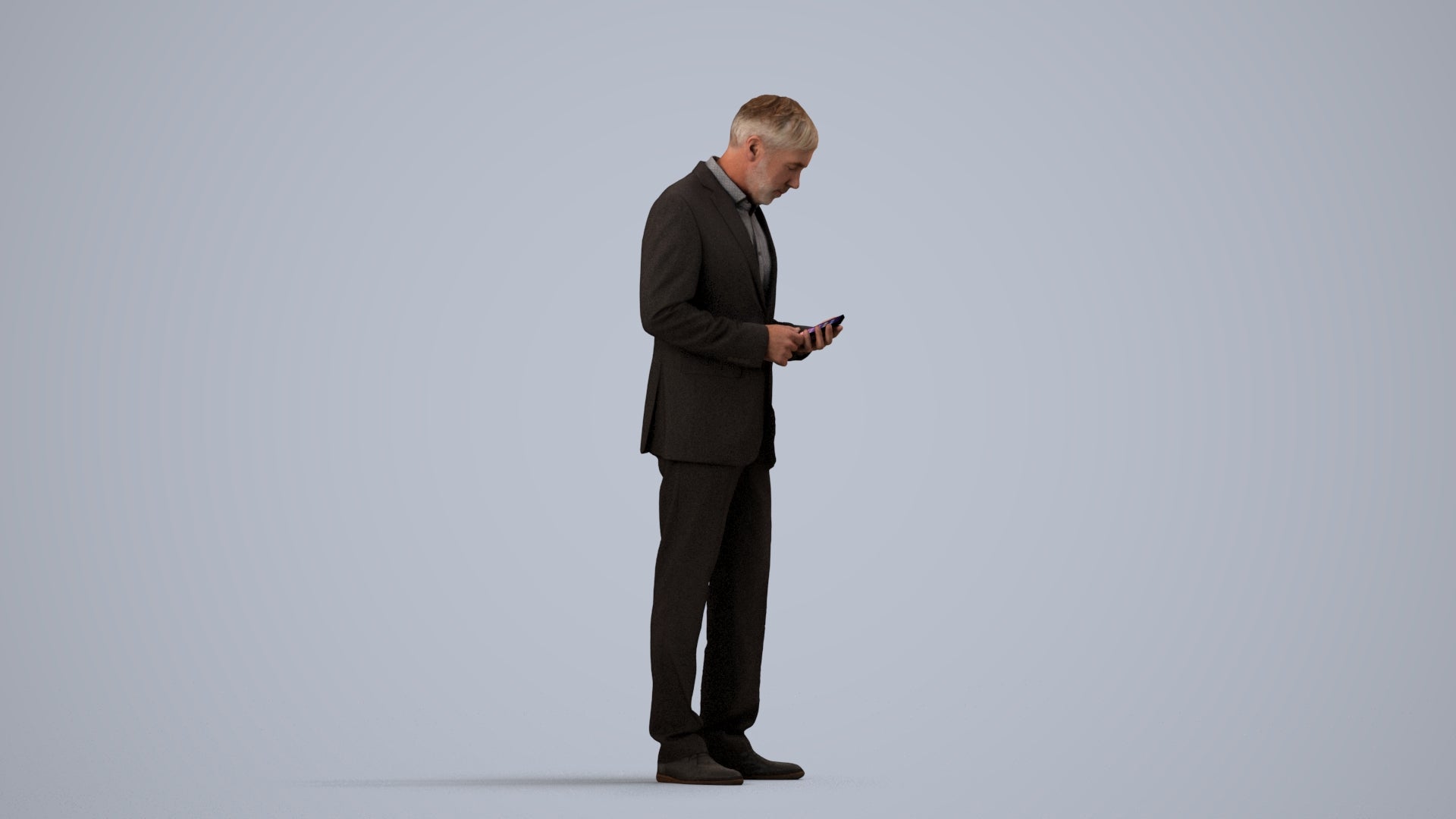 scanned 3D man business, photogrammetry people for Enscape and V-Ray, side view render