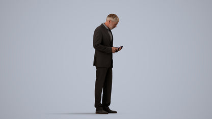 scanned 3D man business, photogrammetry people for Enscape and V-Ray, side view render