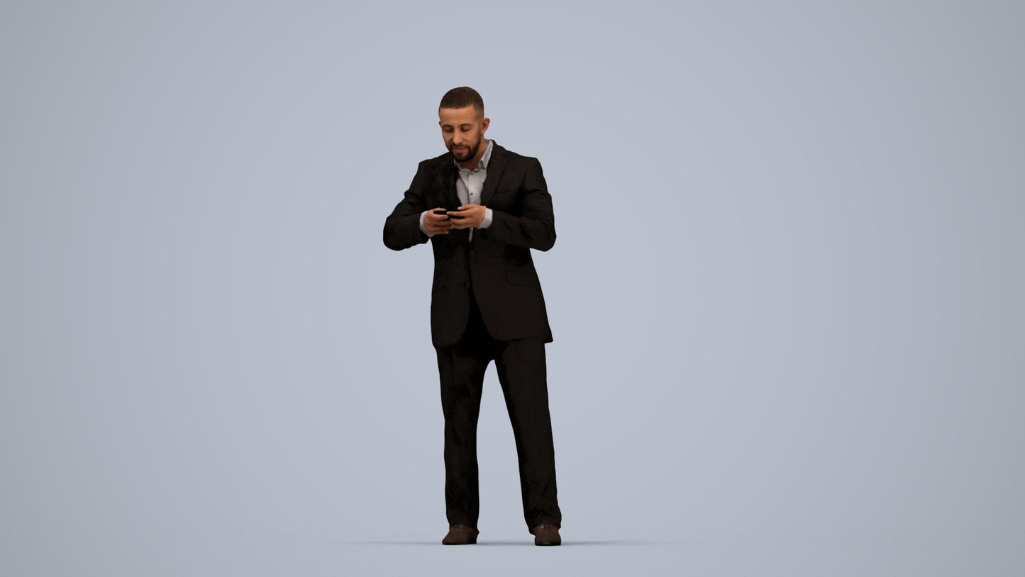 realistic 3D people man business, render-ready for V-Ray and Corona, FBX OBJ, top-down view render