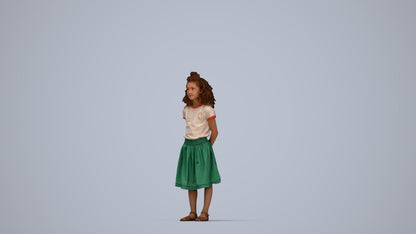 photogrammetry 3D girl casual kids, realistic human model archviz FBX, top-down view render