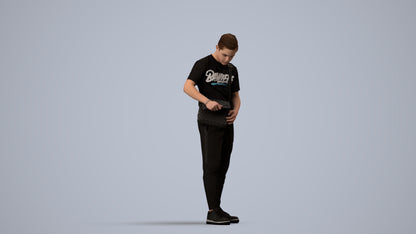 realistic 3D human boy casual kids, archviz people FBX OBJ for Blender, side view render