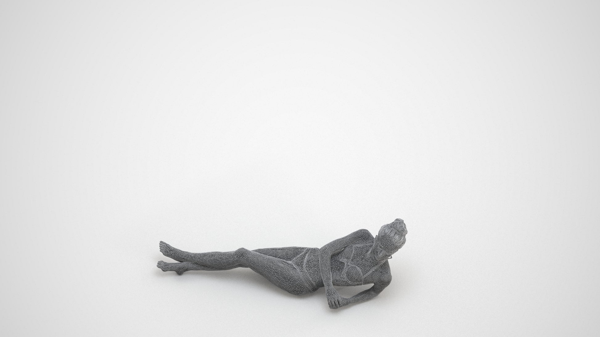 realistic 3D woman pool, scanned archviz people for Blender and 3ds Max, wireframe three-quarter view