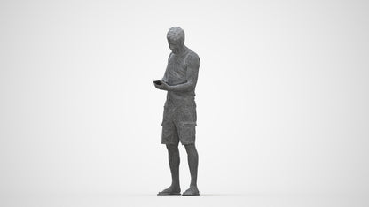 photogrammetry 3D man casual standing, realistic human model archviz FBX, wireframe back view