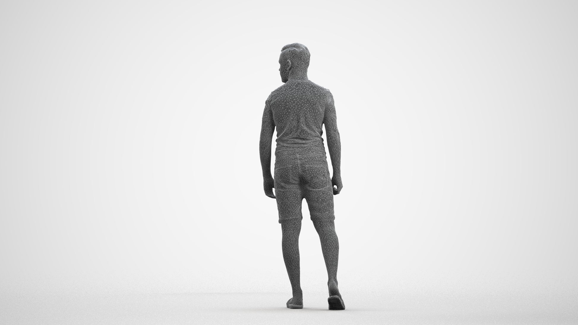 scanned 3D boy casual kids, photogrammetry people for Enscape and V-Ray, wireframe front view