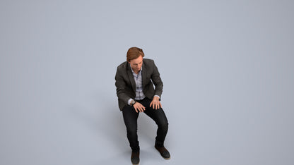 scanned 3D man business, photogrammetry people for Enscape and V-Ray, back view render