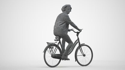 scanned 3D man casual cycling, photogrammetry people for Enscape and V-Ray, wireframe side view