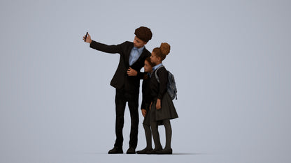 3D people model boy kids, scanned human for 3ds Max rendering, top-down view render