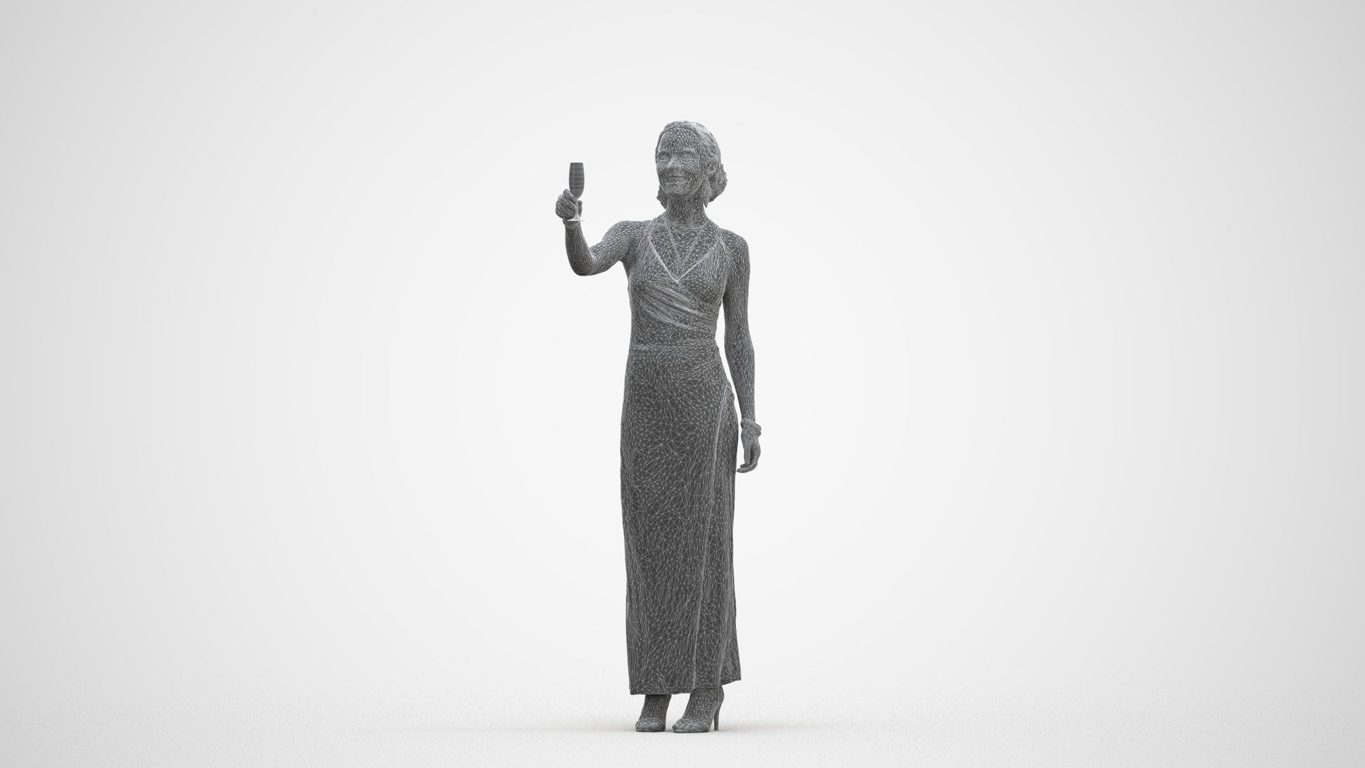 photogrammetry 3D woman formal, realistic human model archviz FBX, three-quarter front view render