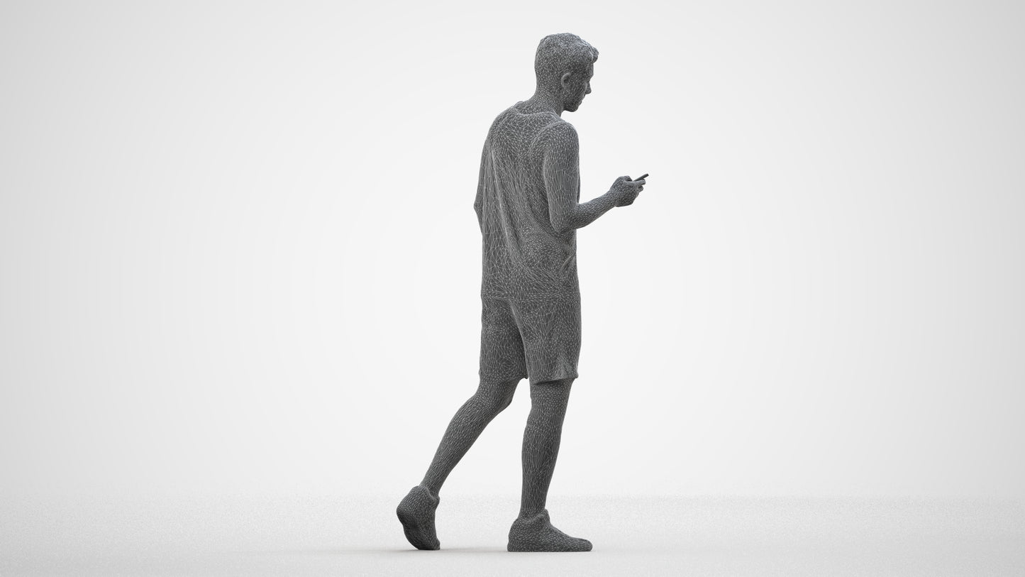 scanned 3D man sport, photogrammetry people for Enscape and V-Ray, wireframe side view