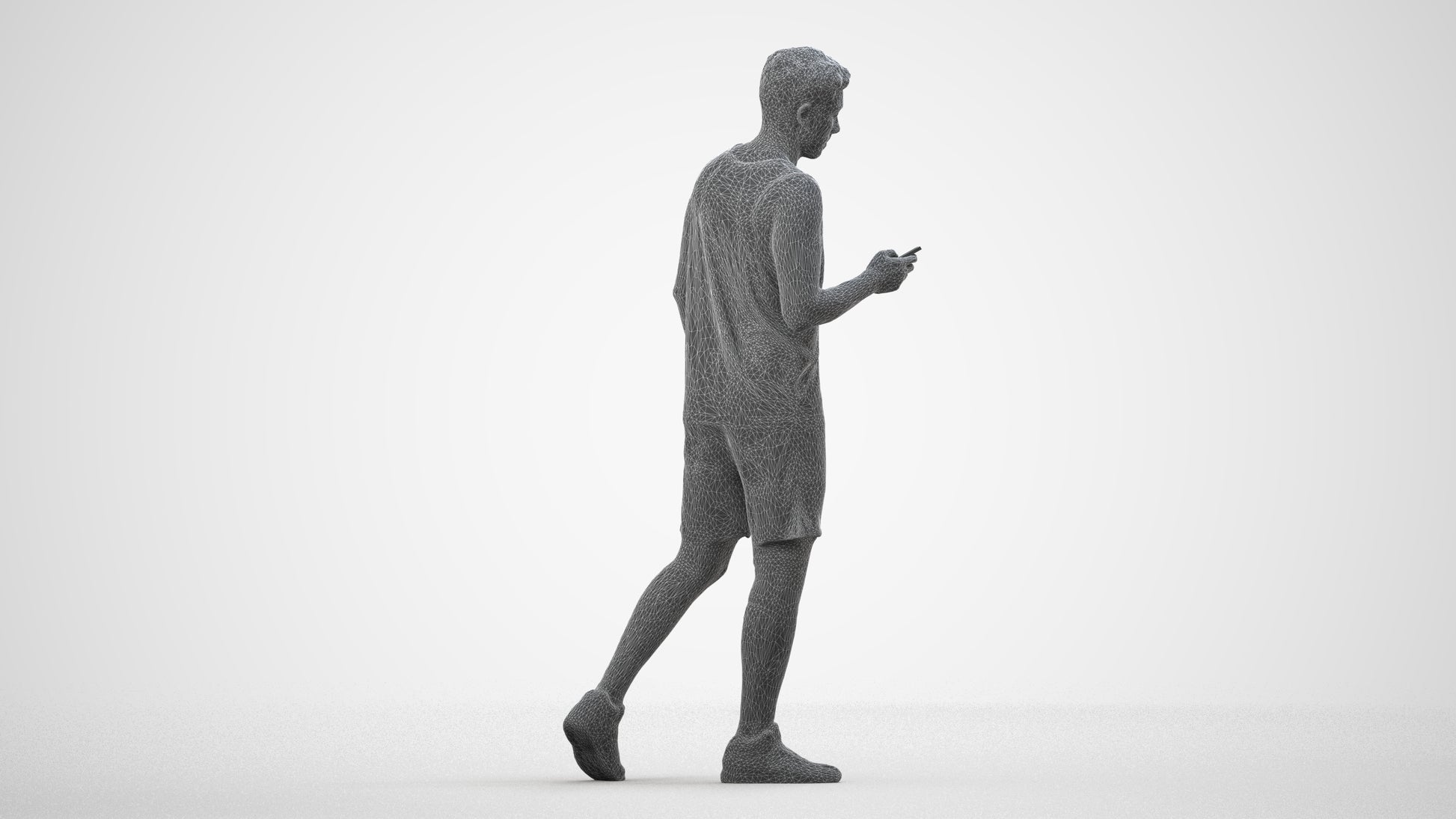 scanned 3D man sport, photogrammetry people for Enscape and V-Ray, wireframe side view