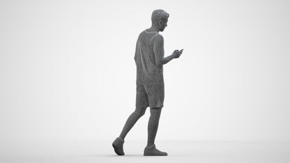 scanned 3D man sport, photogrammetry people for Enscape and V-Ray, wireframe side view