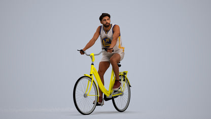 3D scanned man cycling, photorealistic archviz people for Enscape and SketchUp, standing pose render