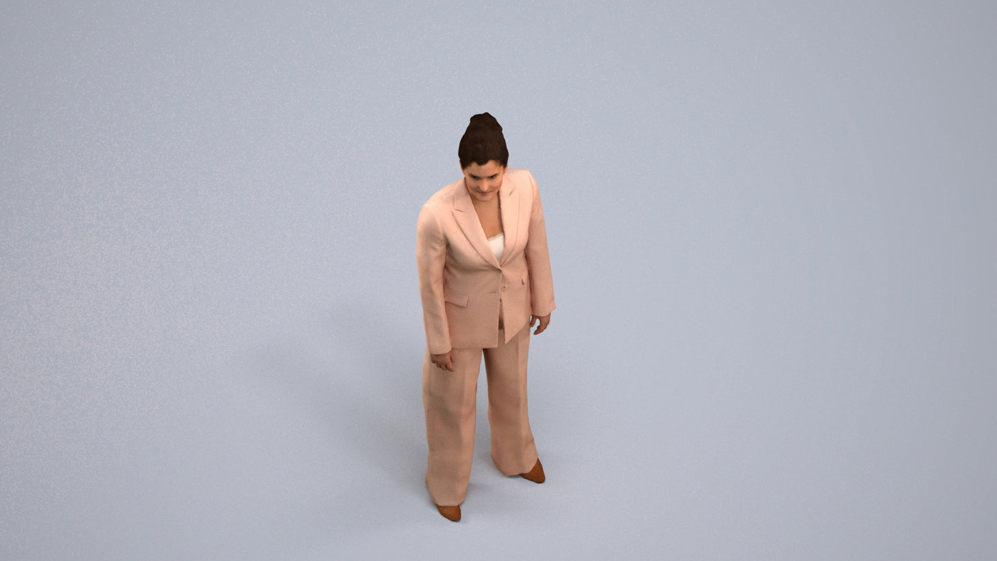3D scanned woman standing business, photorealistic archviz people for Enscape and SketchUp, back view render
