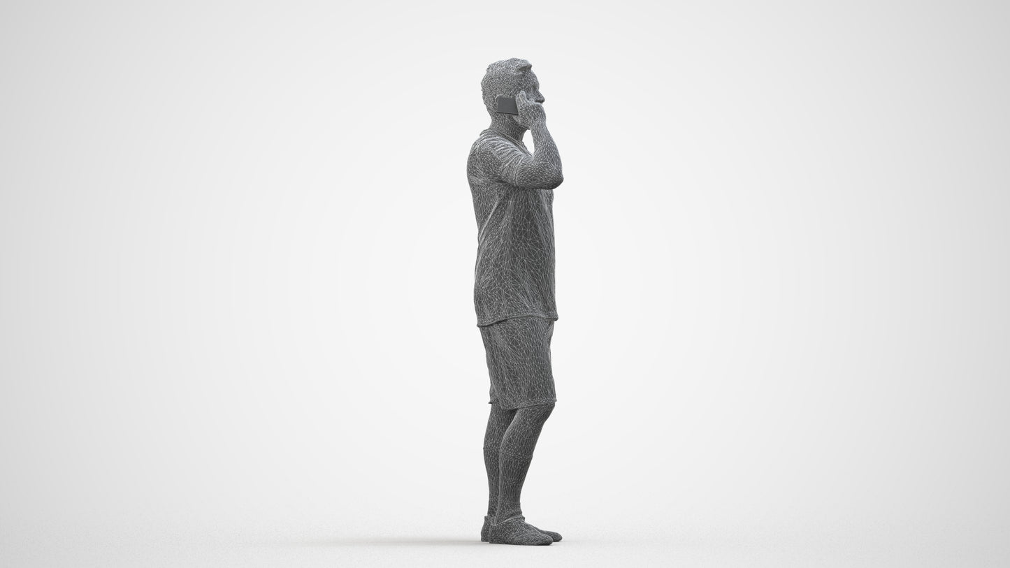 3D scanned man sport, photorealistic archviz people for Enscape and SketchUp, wireframe side view