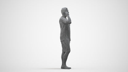 3D scanned man sport, photorealistic archviz people for Enscape and SketchUp, wireframe side view