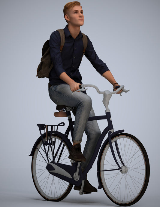 photogrammetry 3D man casual cycling, realistic human model archviz FBX