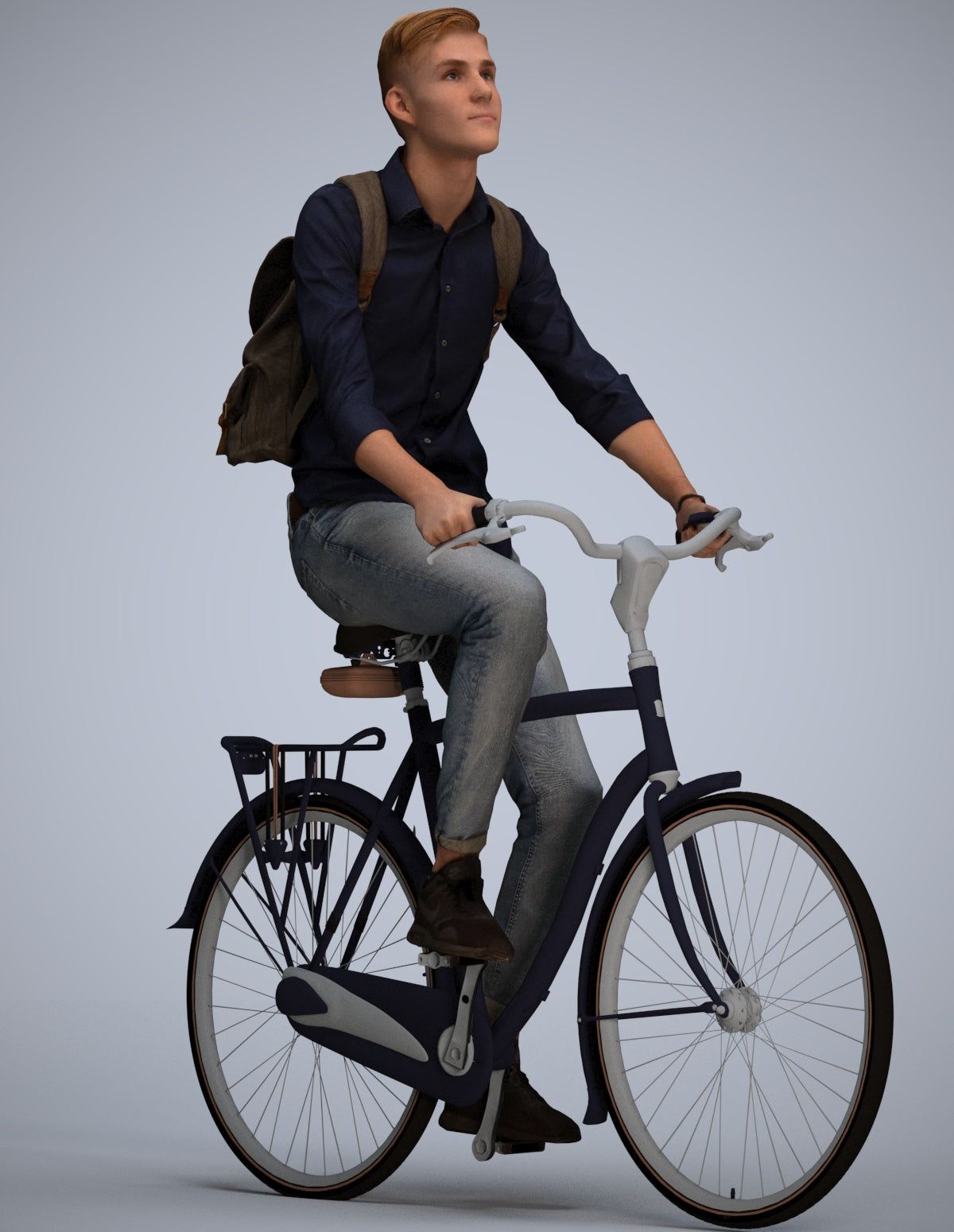 photogrammetry 3D man casual cycling, realistic human model archviz FBX