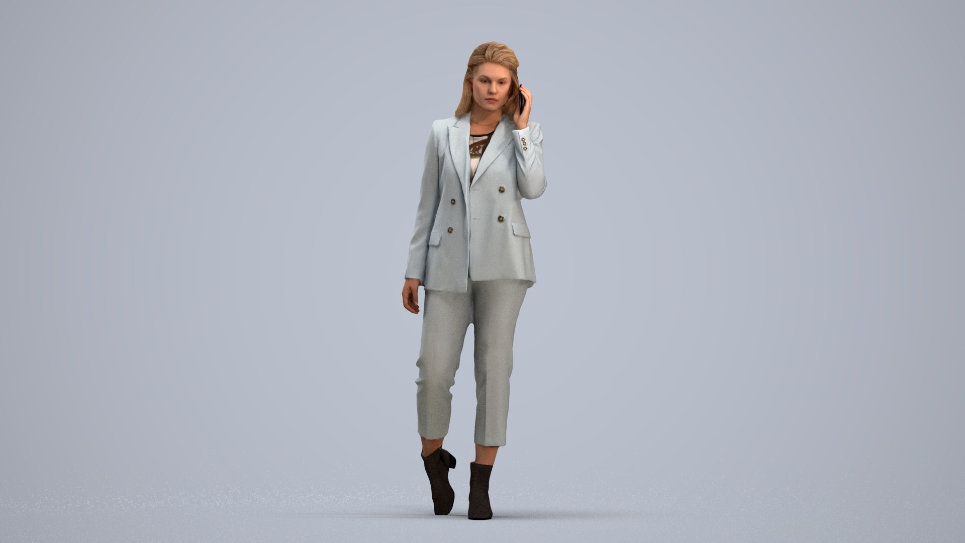 3D scanned woman business, photorealistic archviz people for Enscape and SketchUp, standing pose render