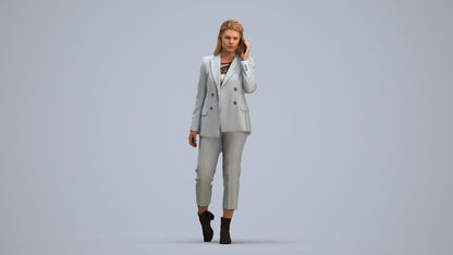 3D scanned woman business, photorealistic archviz people for Enscape and SketchUp, standing pose render
