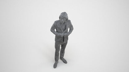 photogrammetry 3D man business, realistic human model archviz FBX, wireframe three-quarter view