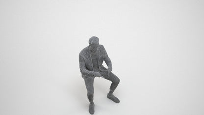 photogrammetry 3D man business, realistic human model archviz FBX, wireframe three-quarter view