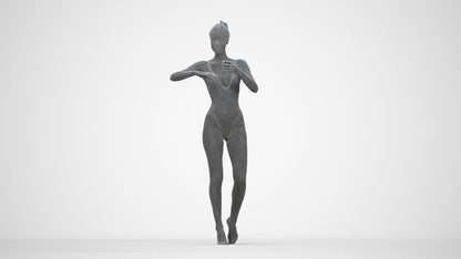 3D people model woman pool, scanned human for 3ds Max rendering, wireframe back view