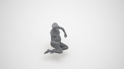 photogrammetry 3D woman casual sitting, realistic human model archviz FBX, wireframe three-quarter view