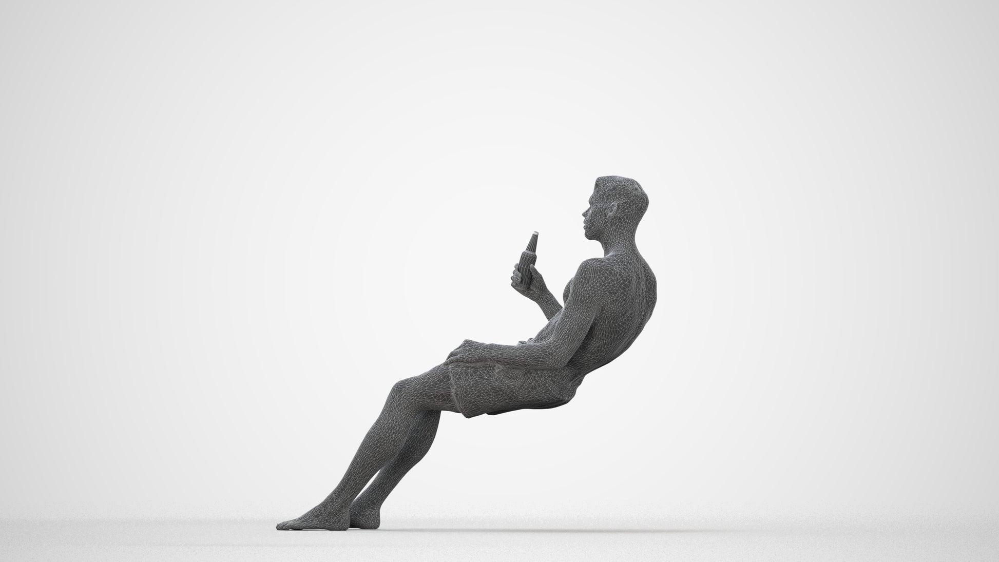 3D scanned man pool, photorealistic archviz people for Enscape and SketchUp, wireframe back view
