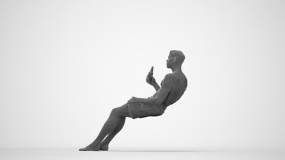 3D scanned man pool, photorealistic archviz people for Enscape and SketchUp, wireframe back view