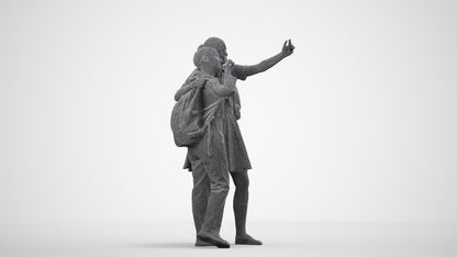 scanned 3D girl kids, photogrammetry people for Enscape and V-Ray, wireframe side view