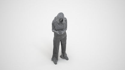 photogrammetry 3D woman casual standing, realistic human model archviz FBX, wireframe three-quarter view