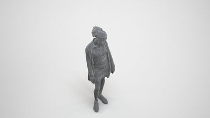 realistic 3D people woman casual standing, render-ready for V-Ray and Corona, FBX OBJ, wireframe three-quarter view