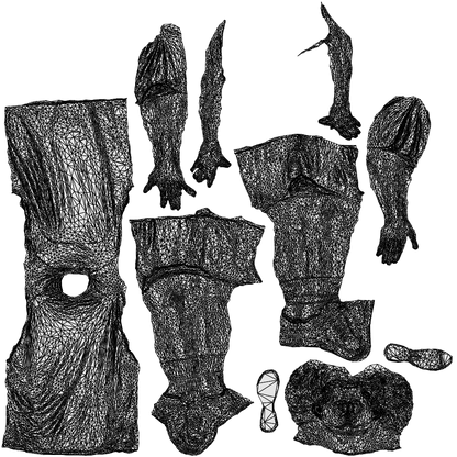 3D scanned man sport, photorealistic archviz people for Enscape and SketchUp, wireframe top-down view