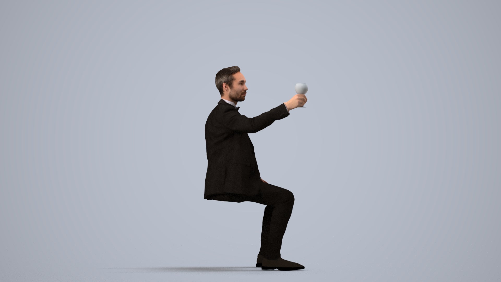 realistic 3D man formal formalaffairs, scanned archviz people for Blender and 3ds Max, side view render