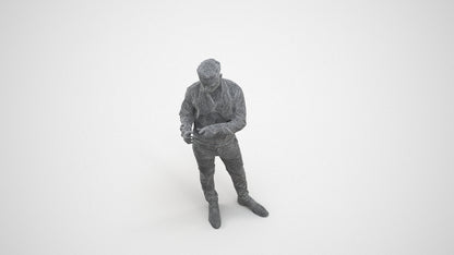 realistic 3D people man business standing, render-ready for V-Ray and Corona, FBX OBJ, wireframe three-quarter view