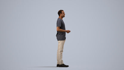 3D scanned man standing casual, photorealistic archviz people for Enscape and SketchUp, side view render