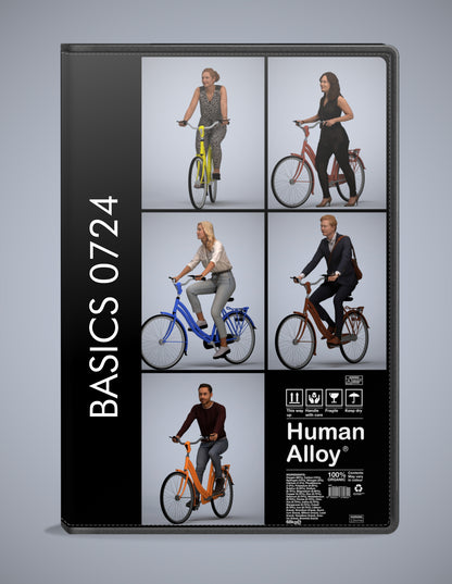 scanned 3D people cycling collection, 5 photogrammetry models for Enscape and V-Ray