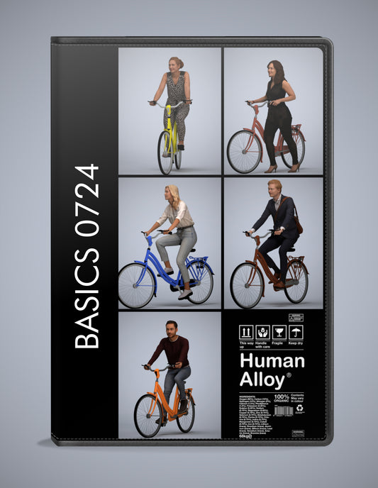 scanned 3D people cycling collection, 5 photogrammetry models for Enscape and V-Ray