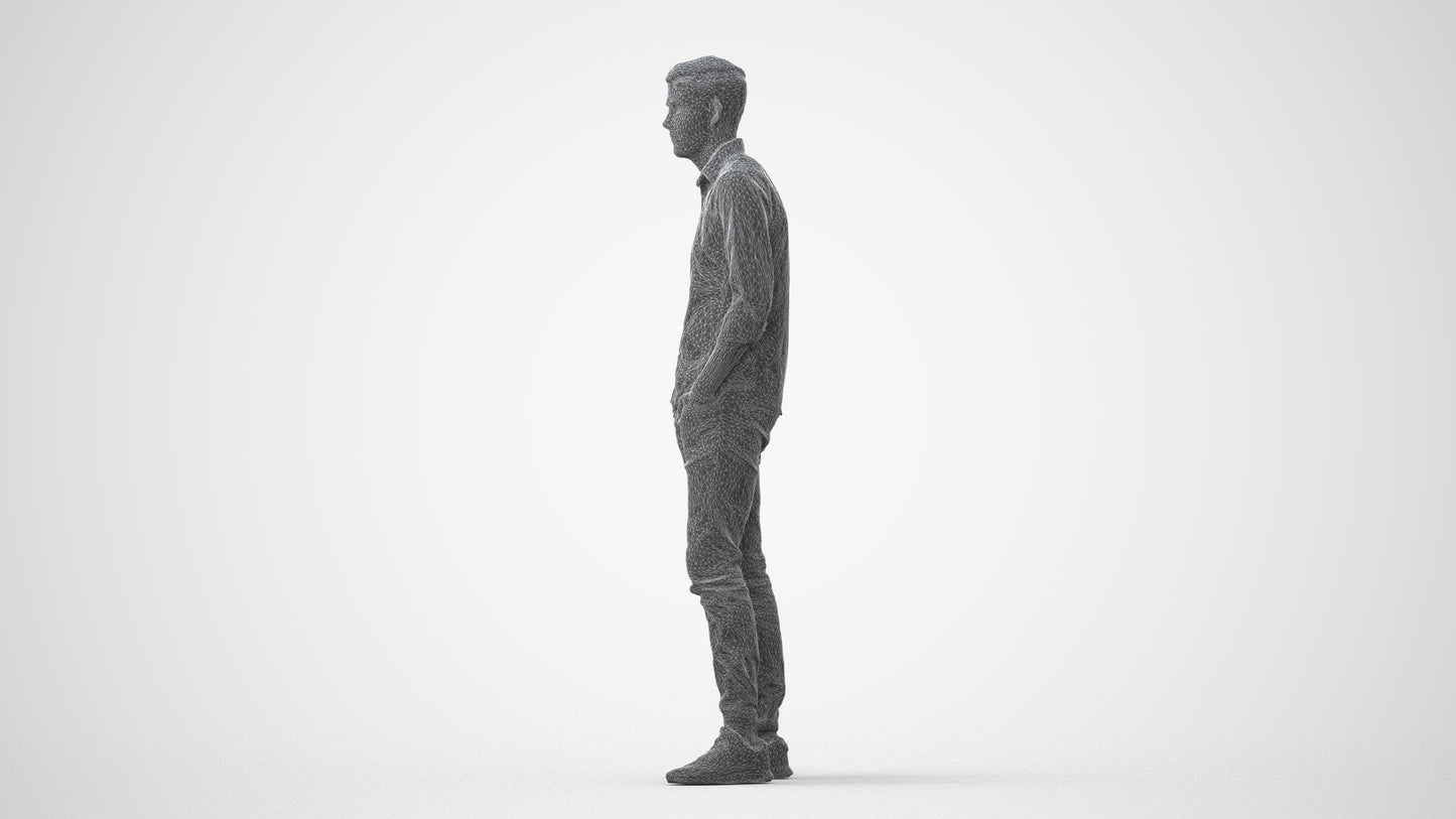 scanned 3D man casual standing, photogrammetry people for Enscape and V-Ray, square thumbnail