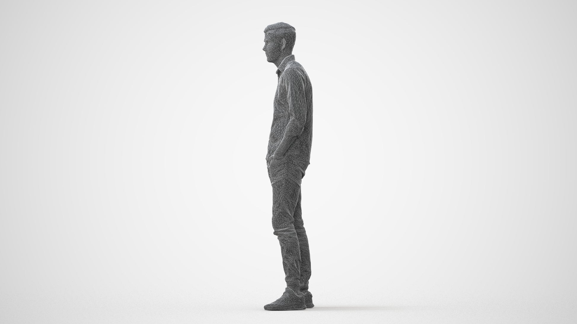 scanned 3D man casual standing, photogrammetry people for Enscape and V-Ray, square thumbnail