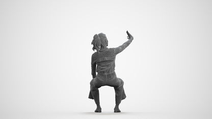 3D people model woman casual sitting, scanned human for 3ds Max rendering, wireframe front view