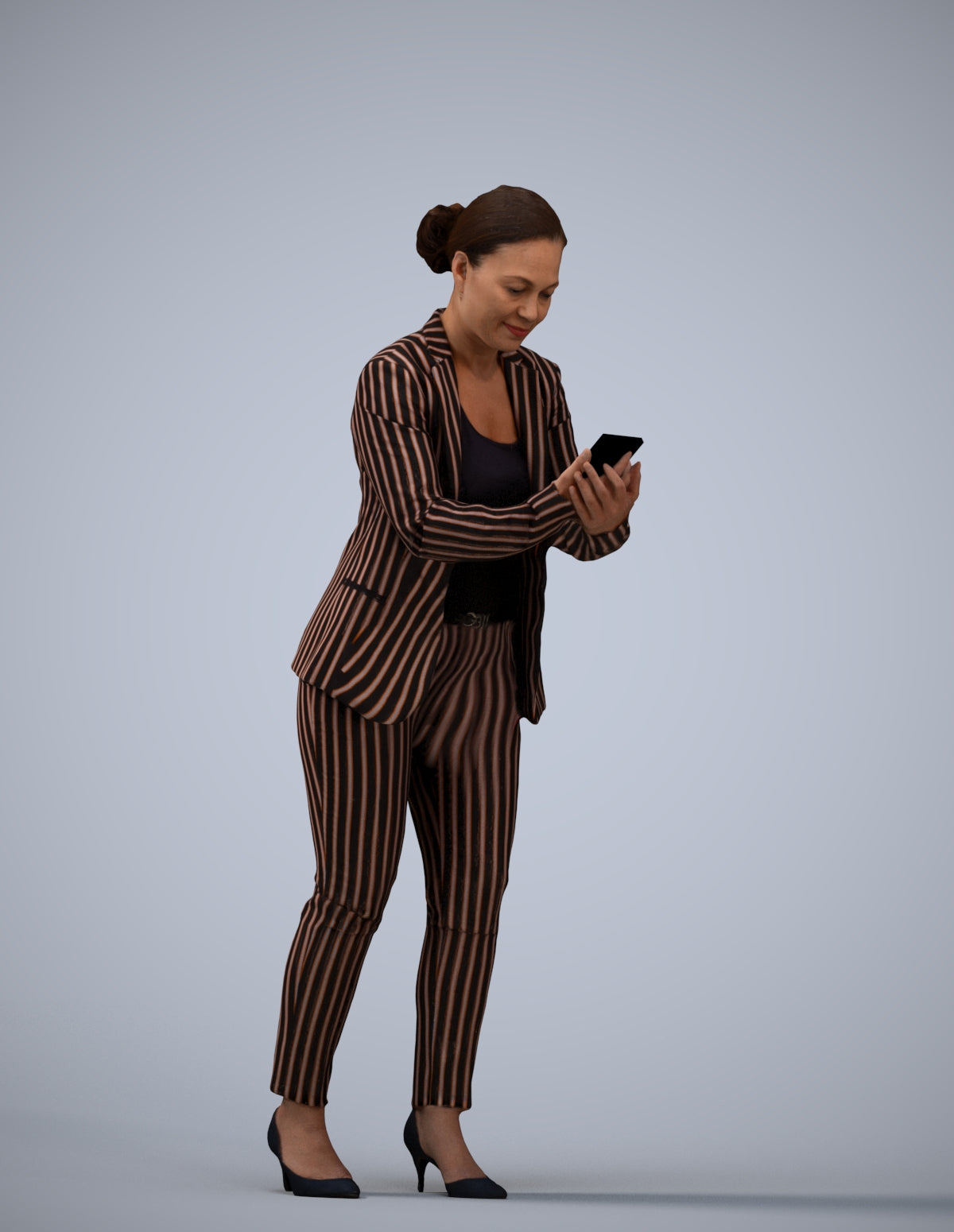 realistic 3D human woman business standing, archviz people FBX OBJ for Blender