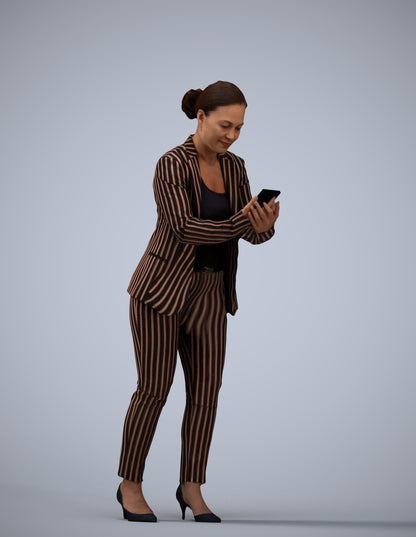 realistic 3D human woman business standing, archviz people FBX OBJ for Blender