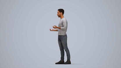 realistic 3D man casual standing, scanned archviz people for Blender and 3ds Max, top-down view render