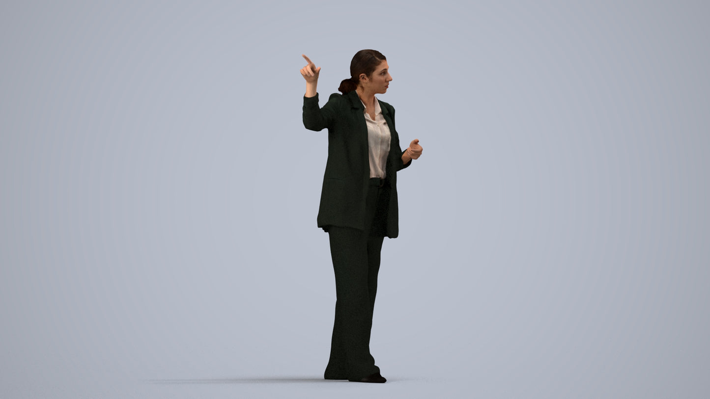 3D scanned woman business, photorealistic archviz people for Enscape and SketchUp, side view render
