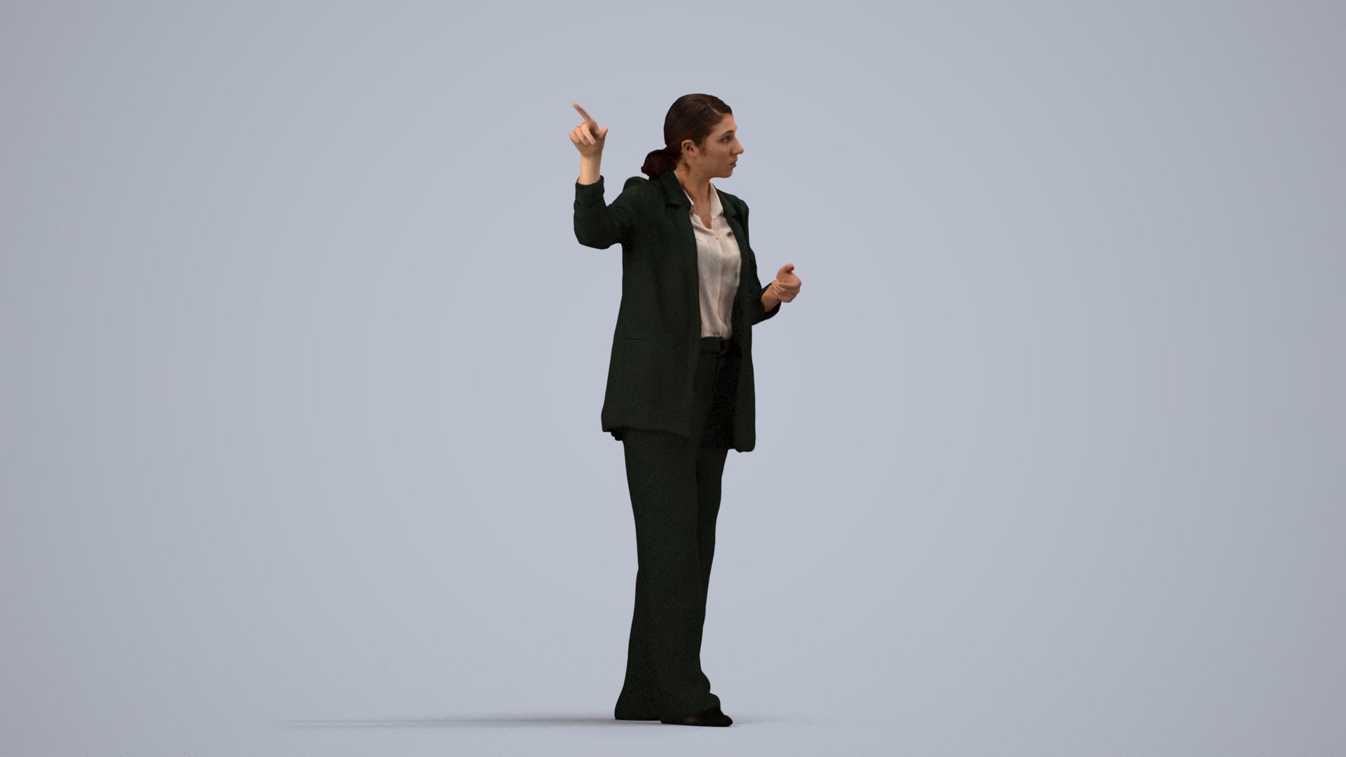 3D scanned woman business, photorealistic archviz people for Enscape and SketchUp, side view render
